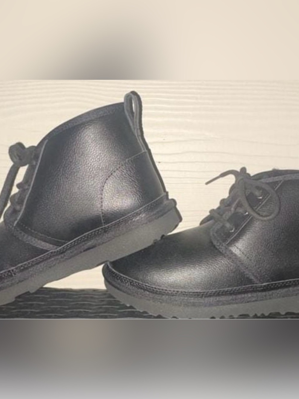 UGG Waterproof Neumel Black Kids Lace-Up Ankle Boots 5 big kids